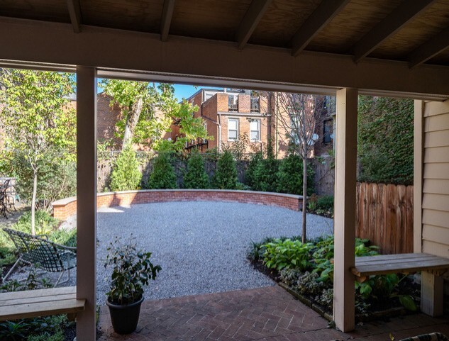 Back patio with gravel area